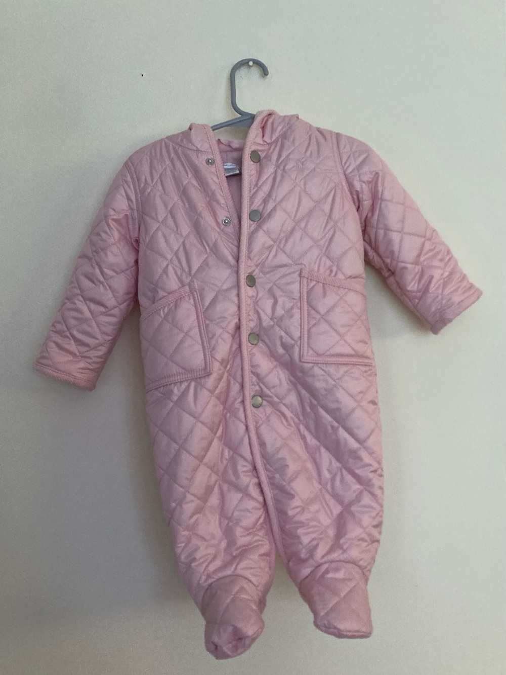 Vintage Ralph Lauren Pink Quilted Hooded Baby Pajamas